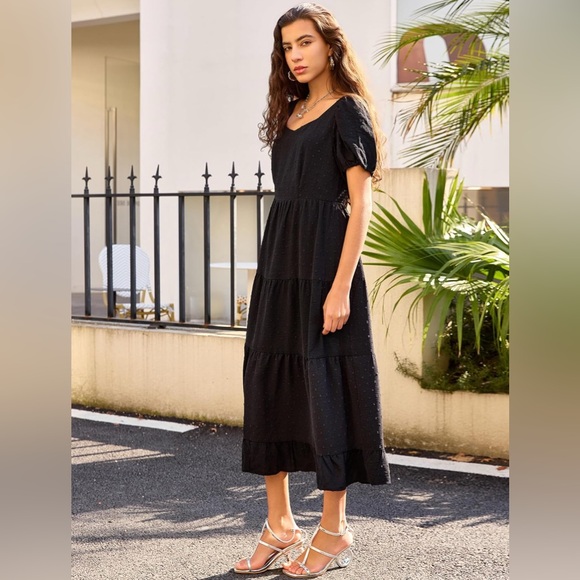 Short Sleeve Maxi Dress Casual Spring Summer Boho Elastic Loose Fit Casu… - Picture 4 of 13